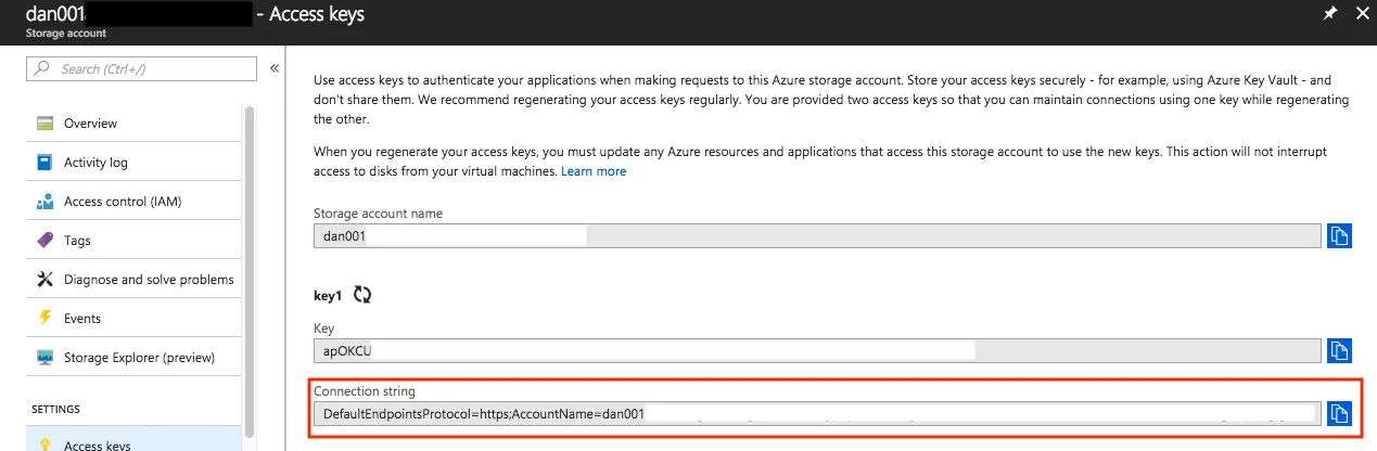 Azure Storage Screenshot